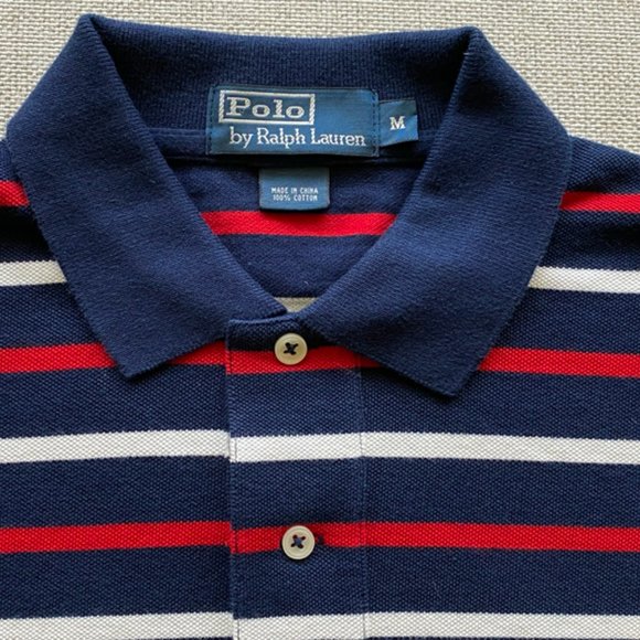 Polo New Men's Cruise Navy Multistripe Mesh Shirt Size Medium - Picture 3 of 8